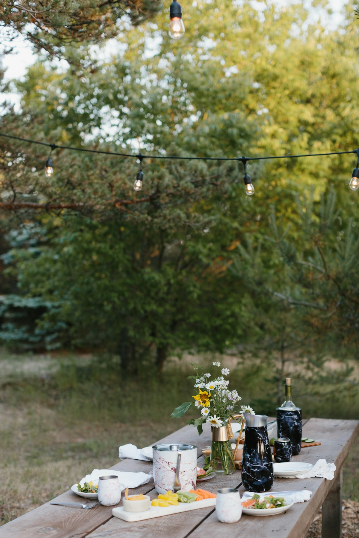 Intimate outdoor wedding ceremony in a beautiful garden setting